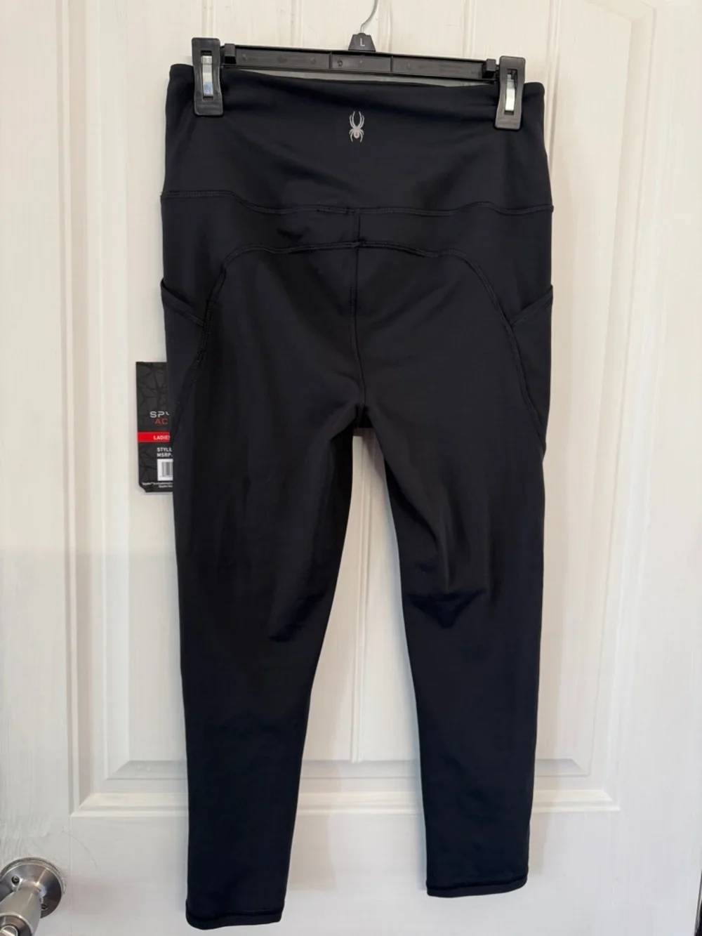 NWT Spyder Black High-Waist Athletic Capri Leggings with Side Pocket - Picture 4 of 7